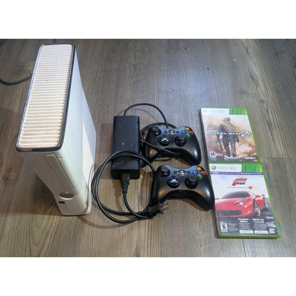 Microsoft Xbox 360 White Game Console System Bundle 60gb Tested Forza 4